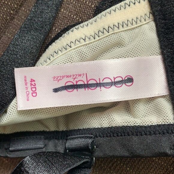 BEAUTIFUL CACIQUE SATIN FULL COVERAGE 42DD UNDERWIRE CROSS-STRAP LACE BACK BRA - Picture 4 of 7